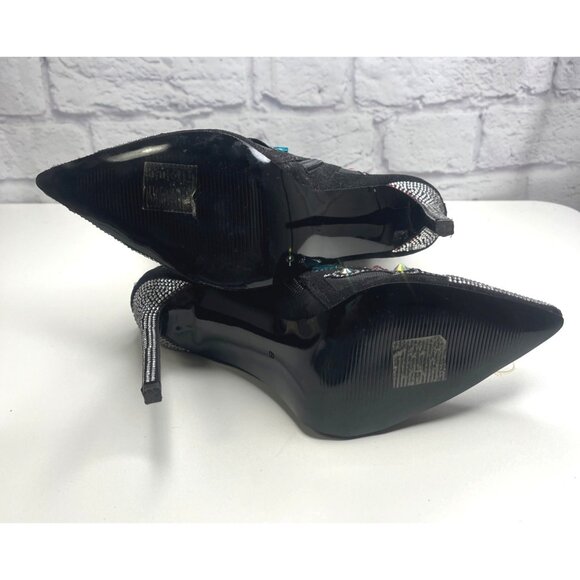 Azalea Wang Diamond Dream Lace Up Gem Black Mesh Jewel Booties Size 8 Ladies - Picture 11 of 16